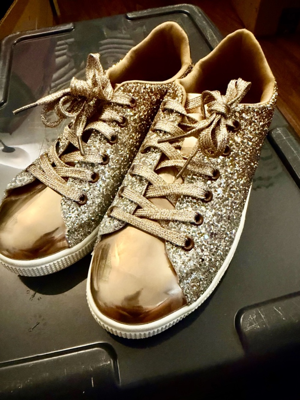 SOLD Glitter Sneakers Rose Gold Metallic Toe by Southern Fried Chics